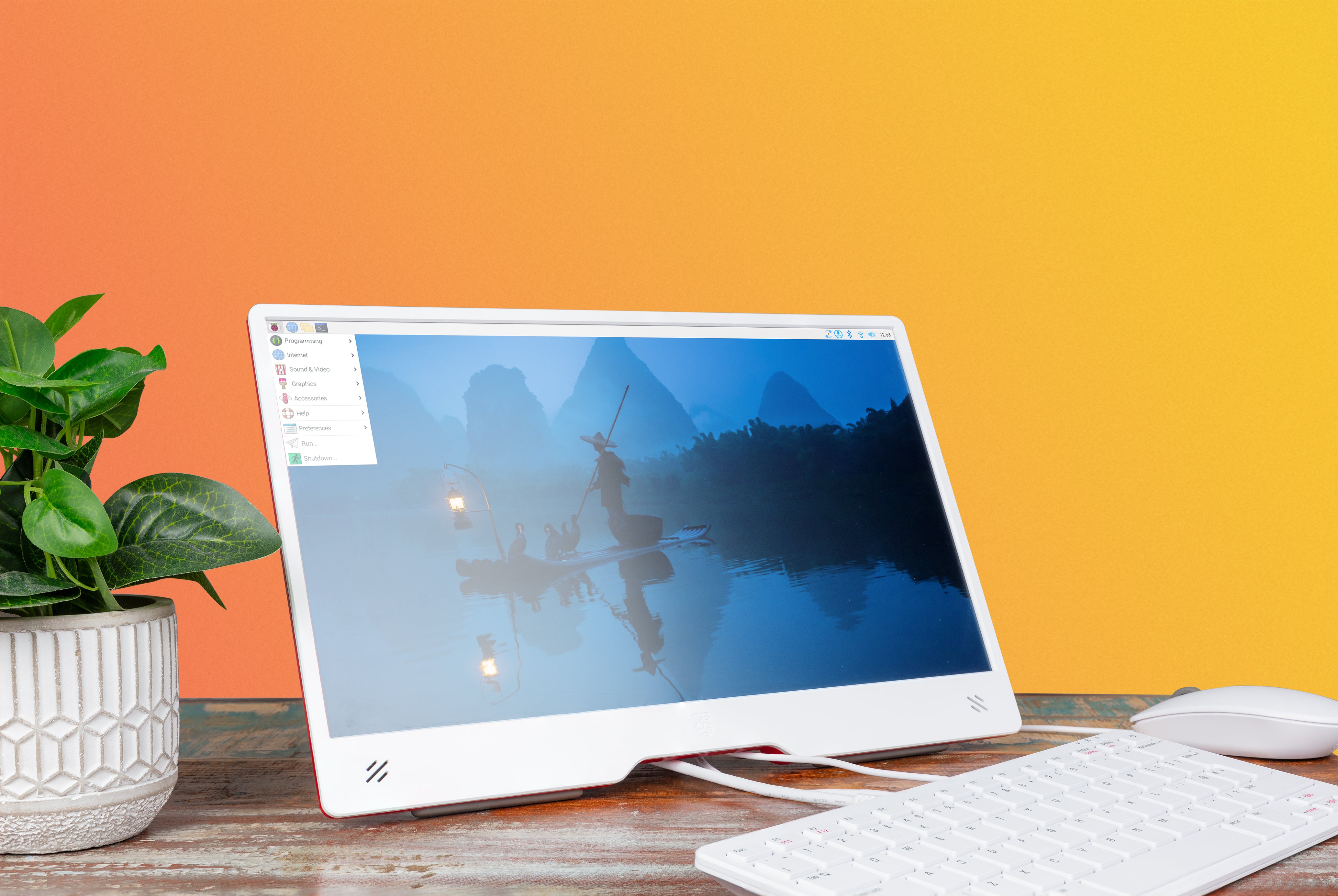 Makerbright Raspberry Pi 5 Raspberry Pi Monitor (Red/White) - MakerBright